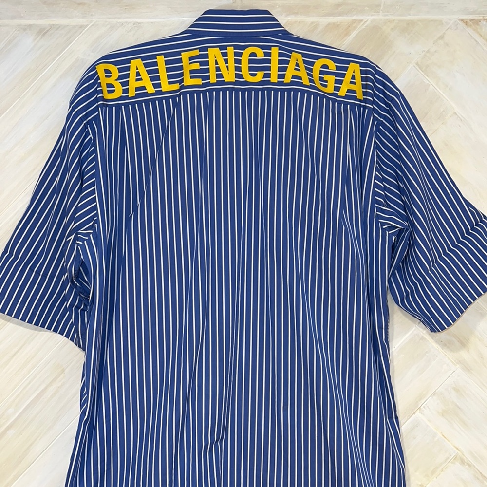 Balenciaga blue striped button down